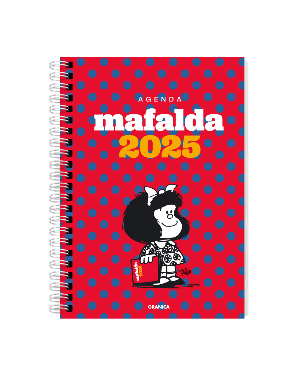 Agenda 2025 Mafalda anillada columnas roja