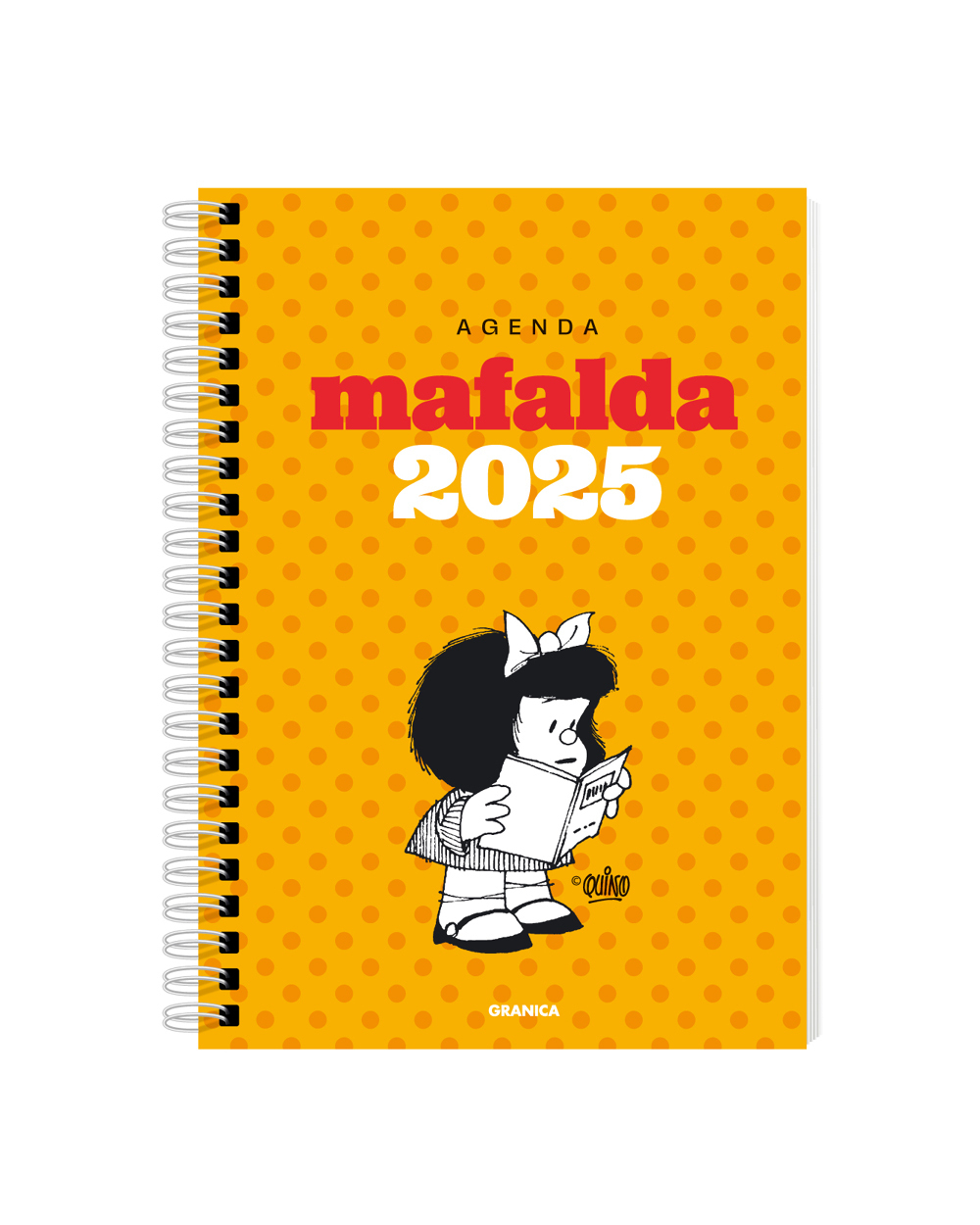 Agenda 2025 Mafalda anillada módulos amarilla