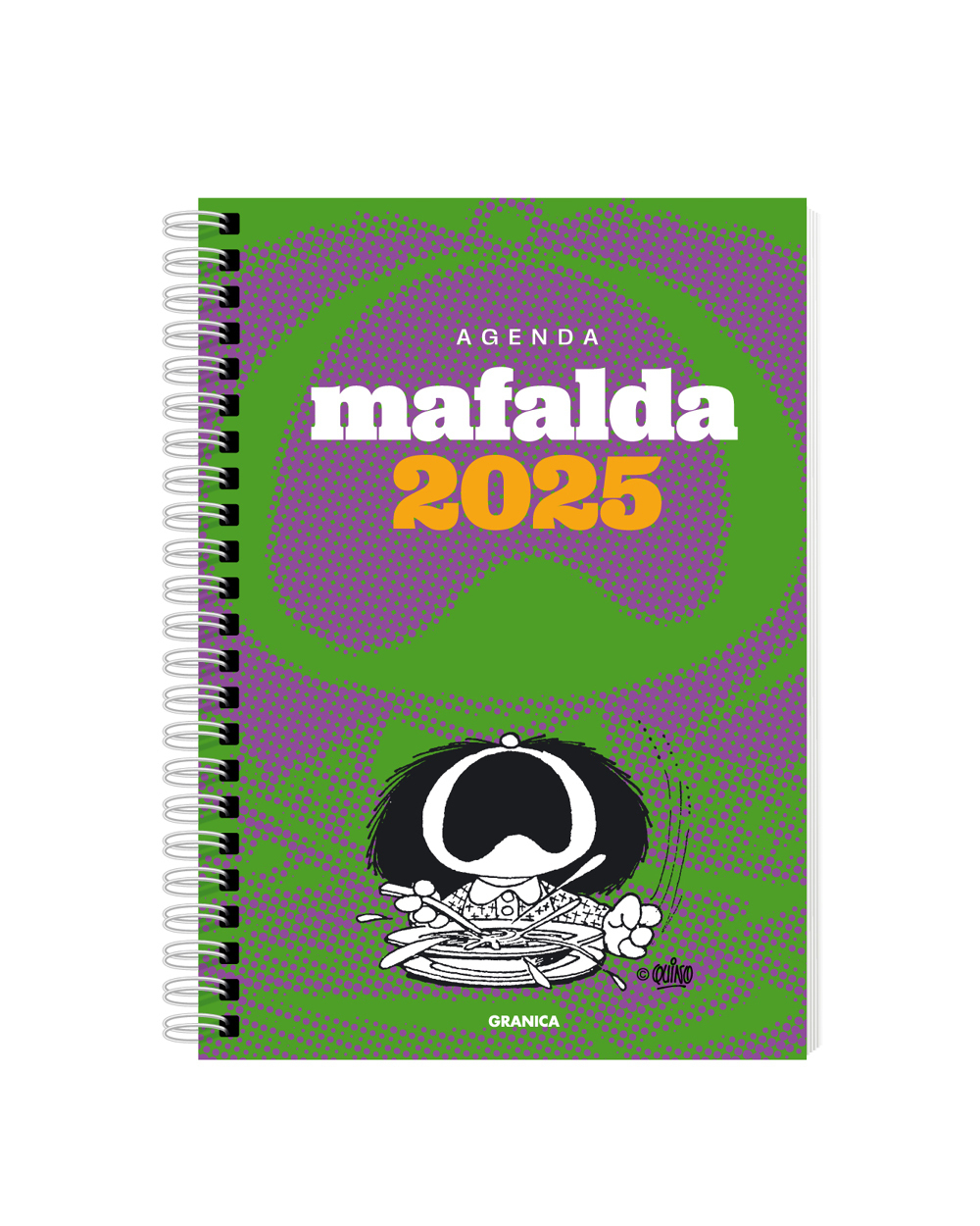 Agenda 2025 Mafalda para la mujer anillada verde-morada